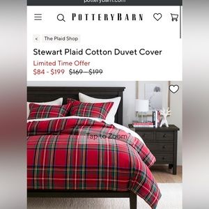 Pottery Barn Stewart Plaid duvet cover set, King and merry pillow